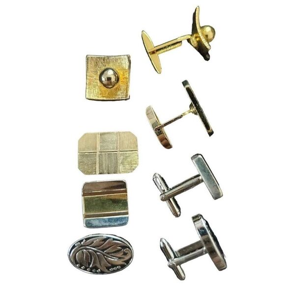 MEN’S Vintage Gold-Tone and Silver Tone Formal Cuff Links Cufflinks Lot of 4 - Picture 1 of 7